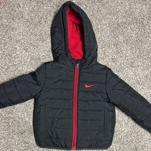 Nike Kids Black and Red Puffer Winter Coat Jacket Boys